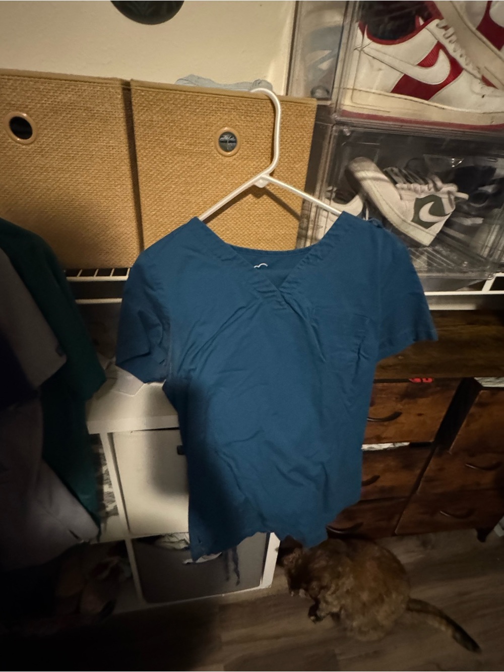 Classic V-Neck Women’s Top/Pants - Teal Blue